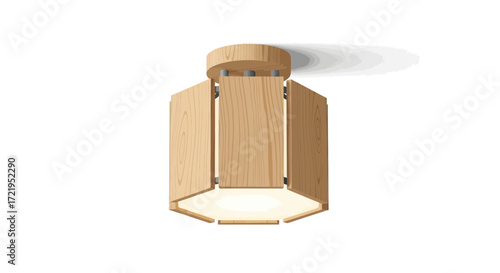 Stylish wooden ceiling lamp fixture illustration for interior design