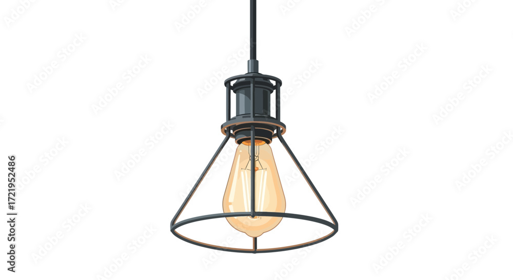 Obraz premium Vintage style light bulb illustration with unique metal cage design