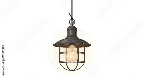 Vintage industrial pendant light fixture on a clean white backdrop