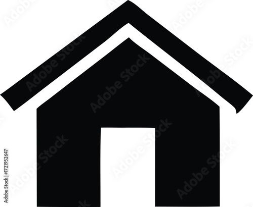 Simple black silhouette of a house icon with a doorway for home real estate and property related concepts
