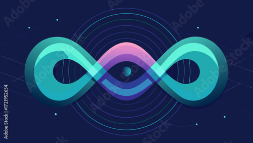 An abstract, infinite music background with colorful circles, stars, and rainbow light forming a vibrant and endless web design