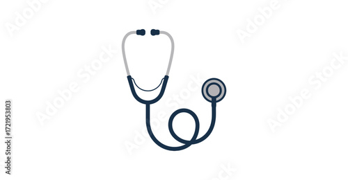  Black and white stethoscope icon—minimalist medical symbol for healthcare, diagnostics, patient care, or professional health services