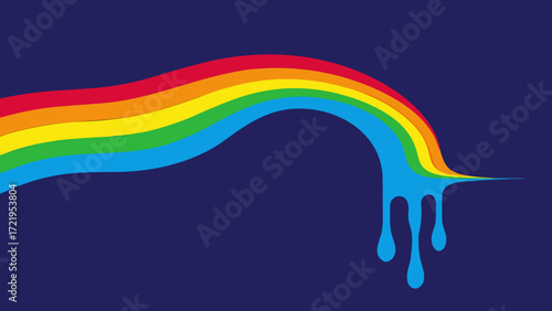 Abstract illustration of a colorful rainbow wave with vibrant paint splashes and a dynamic curve pattern for a stunning background designAbstract illustration of a colorful rainbow wave with vibrant p