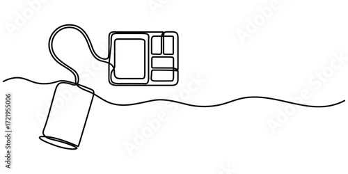 Electronic medical tonometer for measuring blood pressure. Medical healthcare check up analysis. One line monochrome continuous single line art vector illustration. 
