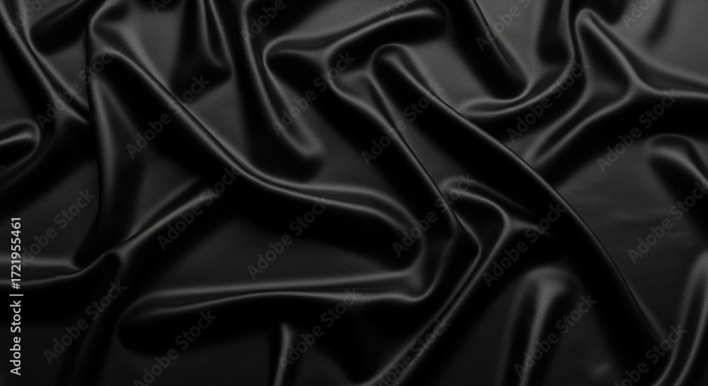 Obraz premium Dramatic Draped Black Satin Fabric Texture