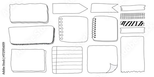 Abstract grid of rectangles and lines with textured elements for digital design isolated on white background