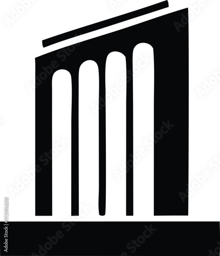 Classic architectural columns silhouette symbol elegant monumental structure iconic building facade representation