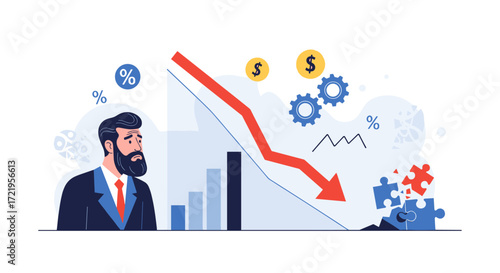Illustrating the negative impact of economic downturn on business growth and financial stability.