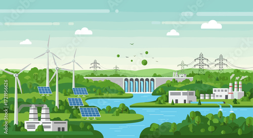 Renewable energy sources powering a sustainable future with clean power generation.