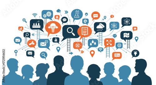 A diverse group of people engaged in a dynamic collaborative discussion about various innovative ideas and concepts.