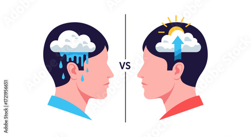 Comparing negative and positive thinking patterns in the human mind.