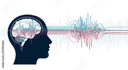 Visualizing the complex brainwave patterns emanating from a human head during a cognitive process.