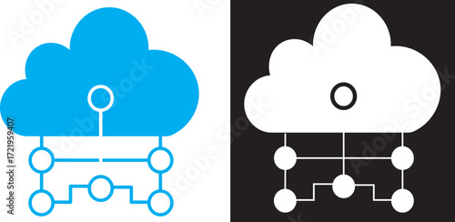 cloud computing concept vector.Digital cloud computing icon linking network circuitry, symbolizing technological connectivity