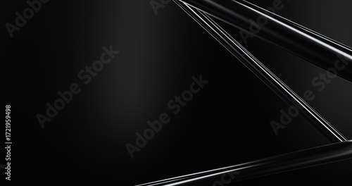 3d metal pipes on black background