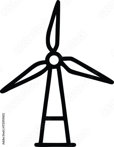 Simple hand-drawn outline of a wind turbine symbol renewable energy power generation concept for sustainable future projects