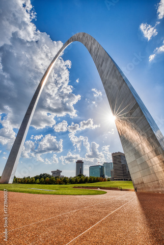 St. Louis Gateway Arch view from Gateway Arch National Park during a Sunny Day, Missouri