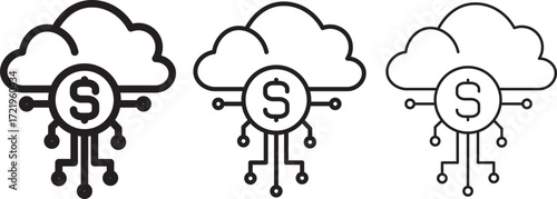 cloud computing concept vector.Digital cloud computing icon linking network circuitry, symbolizing technological connectivity