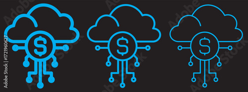 cloud computing concept vector.Digital cloud computing icon linking network circuitry, symbolizing technological connectivity