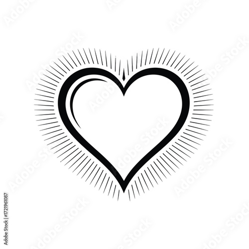 Radiant heart symbol vintage style graphic design element romantic love icon
