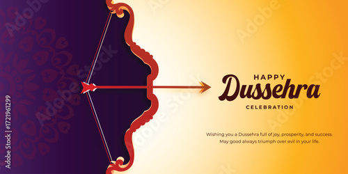 Happy Dussehra festival background with bow and arrow design