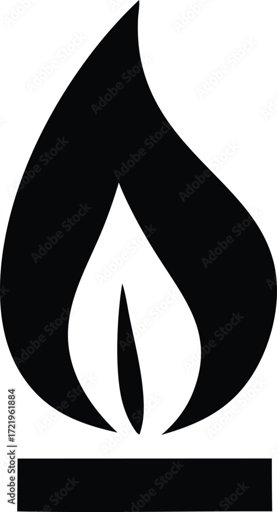 Obraz premium Iconic silhouette of a flame represents energy heat fire combustion combustion flame symbol gas fuel energy symbol ignition flame symbol