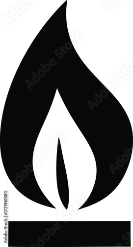 Iconic silhouette of a flame represents energy heat fire combustion combustion flame symbol gas fuel energy symbol ignition flame symbol