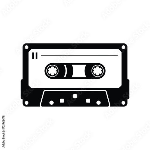 Classic vintage cassette tape icon for retro music and audio recording nostalgia