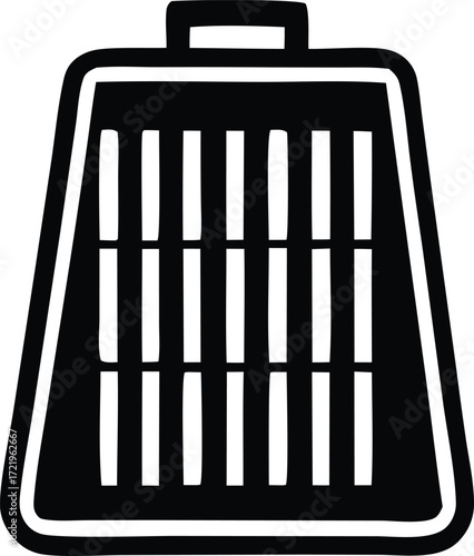 Modern pet carrier icon symbol for travel transport and safe containment of animals offering ventilation and security