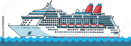 Cruise Ship at Sea Illustration A Nautical Adventure Asset