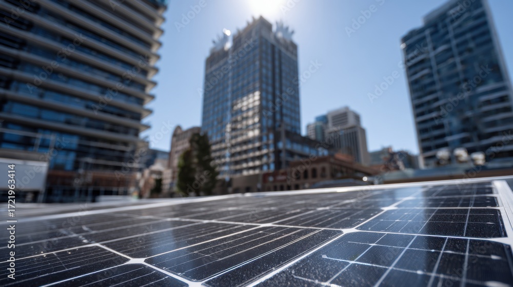 Fototapeta premium city solar panel energy skyline