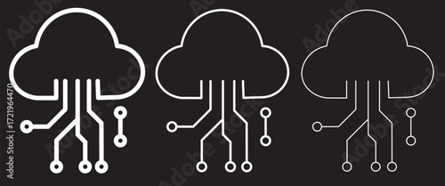 cloud computing concept vector.Digital cloud computing icon linking network circuitry, symbolizing technological connectivity