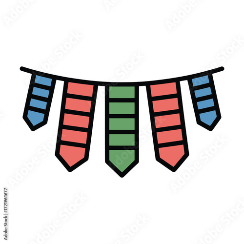Colorful party bunting flags hanging festive decoration celebratory event banner