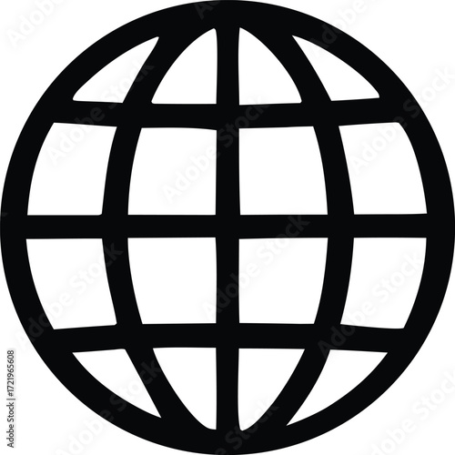Simple globe icon represents global connectivity and internet access for digital communication and world wide web exploration