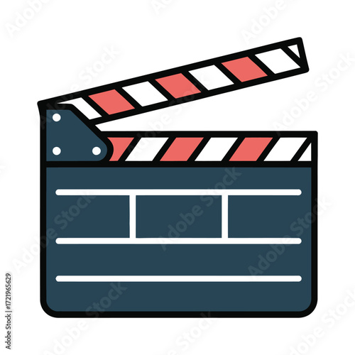 Open clapperboard for film production and movie making scene action