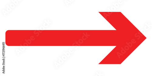 Red isolated arrow icon on white background.  Long arrow-head vector icons on white page. Pointing vector icons. 