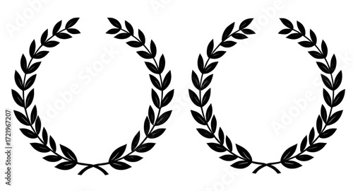 laurel, wreath, set, vector, illustration, leaves, branch, award, symbol, victory, achievement, success, honor, design, emblem, badge, decoration, trophy, winner, classic, elegant, antique, circle, cr