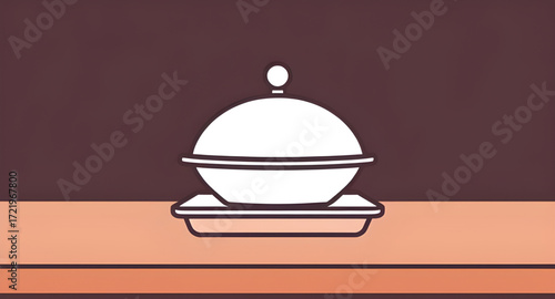 cloche, metallic cloche, round cloche cartoon, cooking cloche, cloche on plate, covered food cartoon, cloche artwork, cartoon restaurant service, kitchenware cloche, cloche utensil, dining dome cartoo