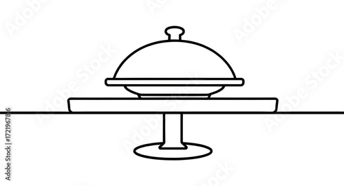cloche cartoon, shiny cloche, metallic cloche, round cloche cartoon, cooking cloche, cloche on plate, covered food cartoon, cloche artwork, cartoon restaurant service, kitchenware cloche, cloche utens