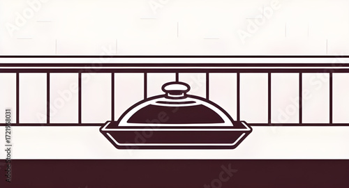 meal cover, tray with cloche, serving tray cartoon, silver cloche, kitchen cloche, restaurant service cloche, waiter cloche, banquet cloche, cloche illustration, covered dish, cloche hand drawn, food 