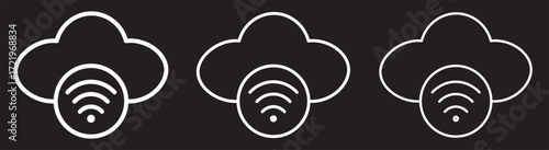 cloud computing concept vector.Digital cloud computing icon linking network circuitry, symbolizing technological connectivity