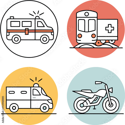 car motor bike train vector art illustration 