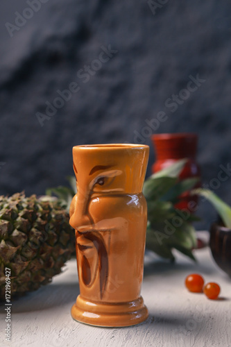 Tropical Pineapple Cocktail in Tiki Mug
