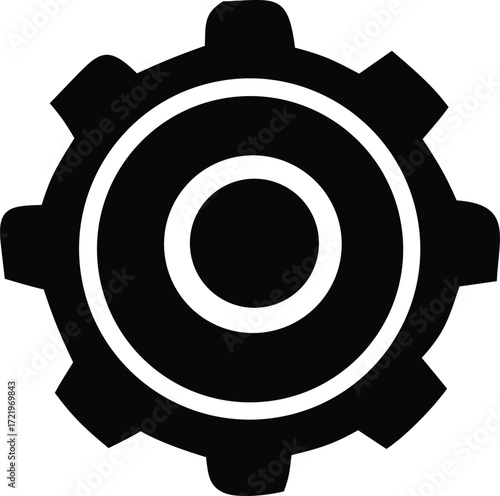 Iconic gear symbol for mechanical engineering industry and technical concepts represents precision and functionality