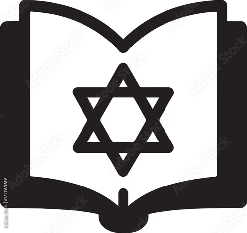 Sacred text icon silhouette, religious manuscript symbol, vector EPS, spiritual design