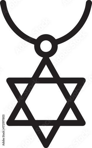 Star of David pendant silhouette, Jewish symbol jewelry, vector EPS, religious design