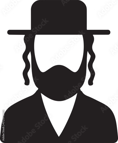 Rabbi silhouette icon, Jewish religious leader symbol, vector EPS, spiritual design
