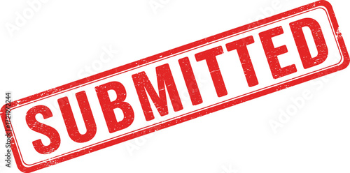 Official submitted rubber stamp graphic for document approval and confirmation processes isolated on transparent background