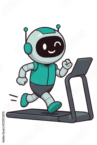 cartoon robot using treadmill