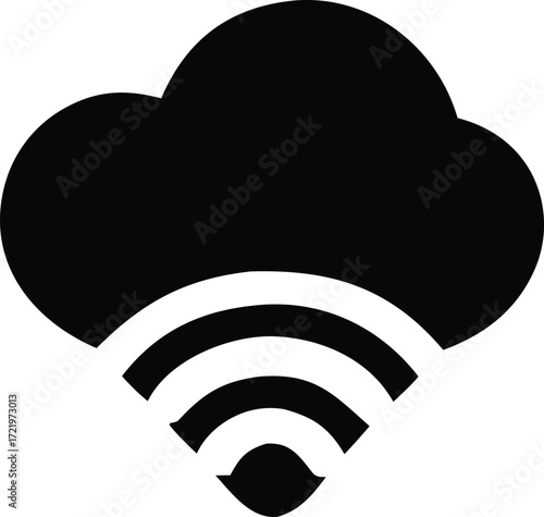 Cloud computing and wireless internet connection symbol a digital network and data storage icon for technology and connectivity