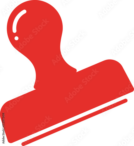 Red rubber stamp symbol graphic for office approval documents and official seal applications isolated on transparent background